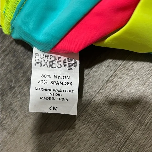 Purple Pixies Trifecta Top coral flame/neon yellow/turquoise size CM - Picture 4 of 4